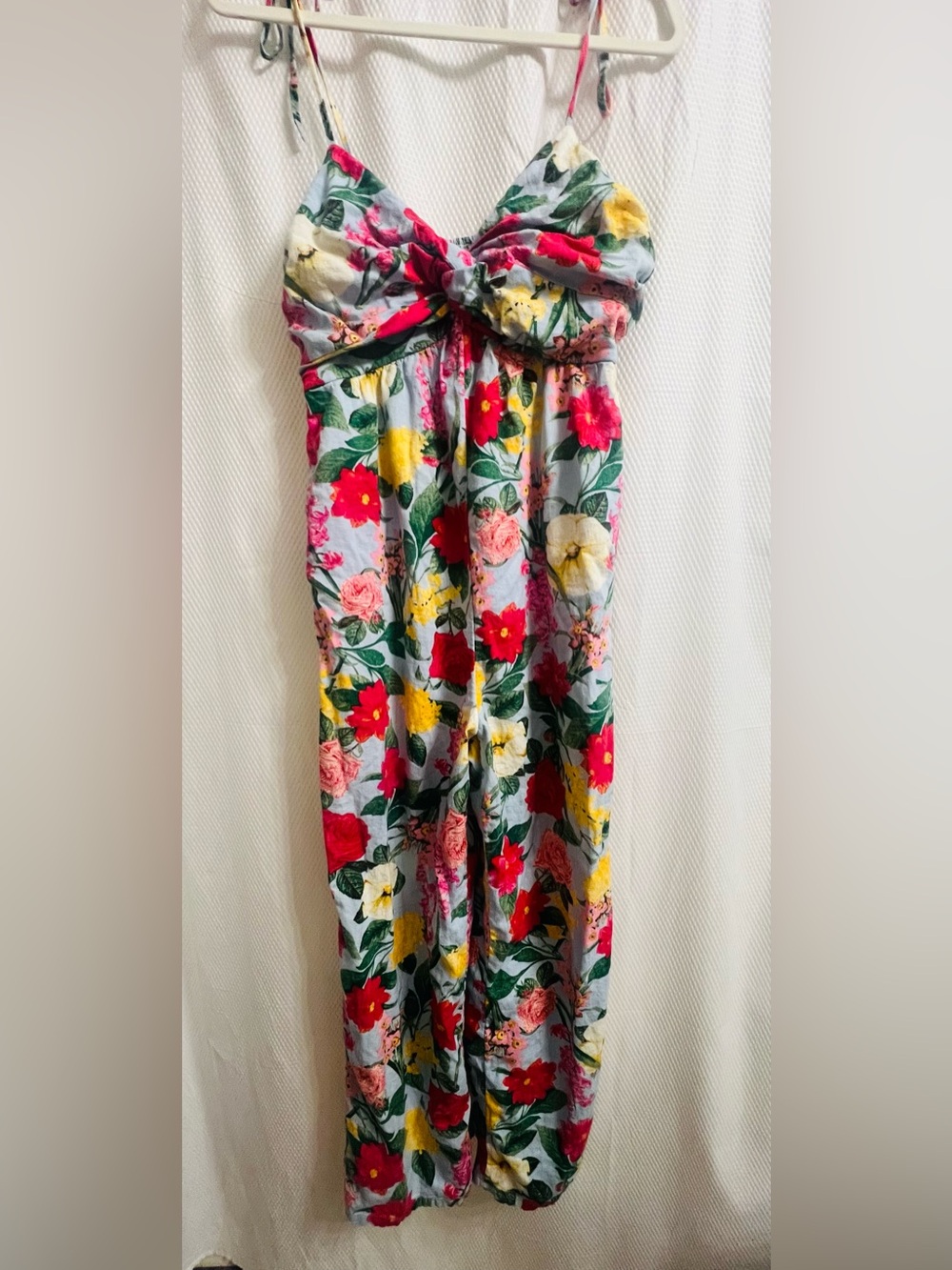 Old Navy Floral Tie-Front Romper in Red, Yellow, Green